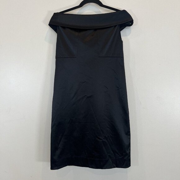 Diane von Furstenberg Black Satin Off Shoulder Cocktail Dress 2 - Picture 10 of 10